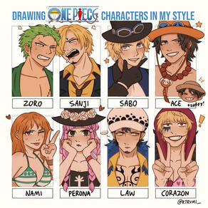 One Piece characters in my art style