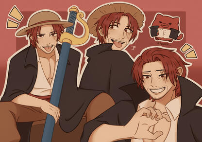 Shanks manga and screenshot redraw (one piece)