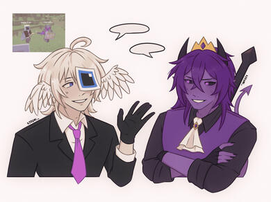 Wemmbu and Eggchan doodles in my design from Unstable SMP (Minecraft youtubers)
